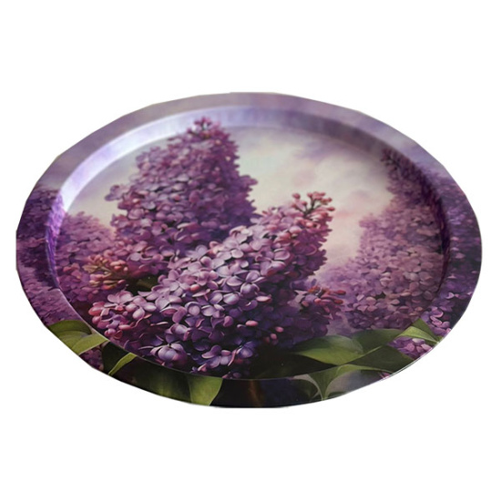 Поднос сервировочный жестяной "Сирень" 310*310*17мм ID10098