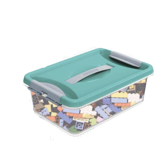 Контейнер с защелками и ручкой 6л "Клик" бирюзовый С272БИР