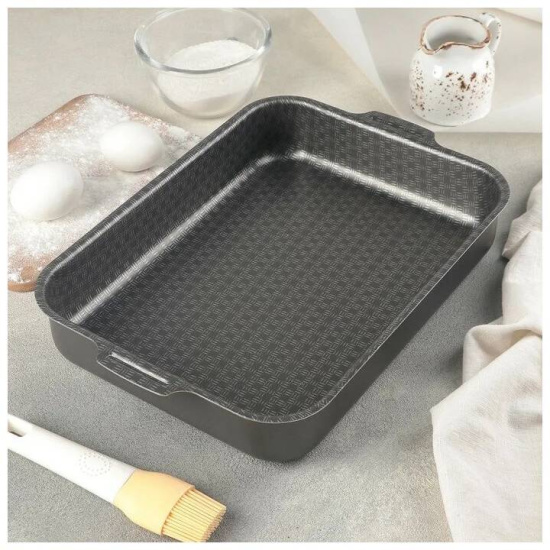 61633017 Противень 230*300мм 2 цельн.руч. б/кр. а/п "Лён"