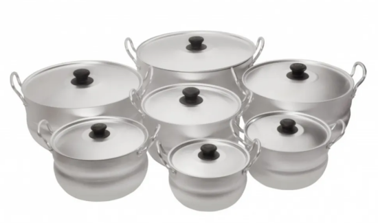 НАБОР“МАТРЕШКА”из 7 полусфер кастрюль(1,7;2,5;3;4,5; 6;8;10 л), 2 мет/руч, мет/кр. Алюминий 11107