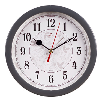 В4-009 Gr Будильник кварц d=15см корпус серый "Узор" "Рубин"