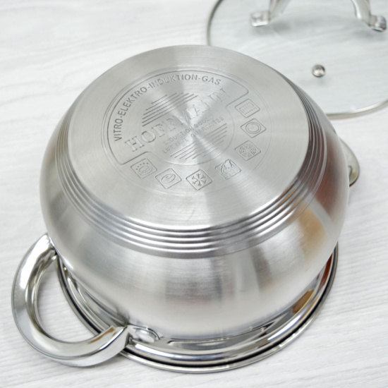 Набор кастрюль нержавеющая сталь 5-ти сл. капс.дно,6 предм.( кастрюли 3шт.-2,1л, 2,9л, 3,9л) НМ 5206