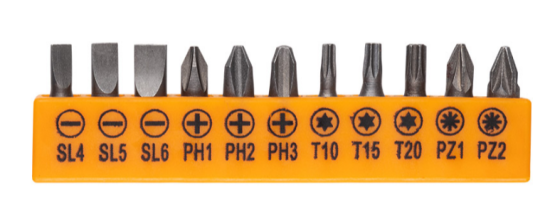 Отвертка с Т-образной ручкой с набором бит 12 предметов 008610
