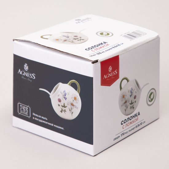 СОЛОНКА С ЛОЖКОЙ AGNESS "FLOWER STORY" 9,5*10 СМ 170 МЛ 358-2183 