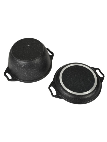 Казан с крышкой-сковородой 4л АП (темный мрамор)  кмт44а