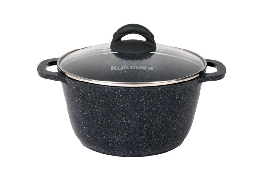 Кастрюля 4,5л со стеклянной крышкой, АП линия "Гранит" (черный) кгч45а