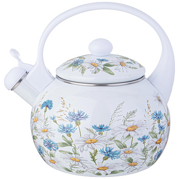 ЧАЙНИК AGNESS ЭМАЛИРОВАННЫЙ СО СВИСТКОМ СЕРИЯ "SENTIMENT", 2,2Л, ИНДУКЦИОННОЕ ДНО (934-638)