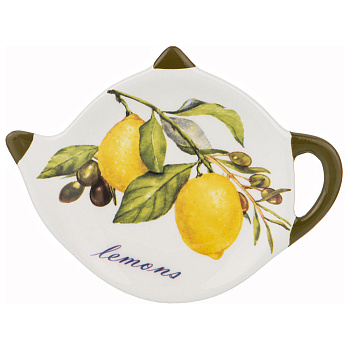 ПОДСТАВКА ПОД ЧАЙНЫЙ ПАКЕТИК AGNESS "ЛЕМОН ТРИ" 12*8,5*1,5 СМ (КОР=144ШТ.) (358-1596)