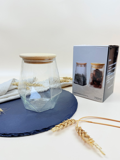 Банка для хранения с бамбуковой крышкой 750мл OLS-339-28 Банка для хранения с бамбуковой крышкой 750мл OLS-339-28