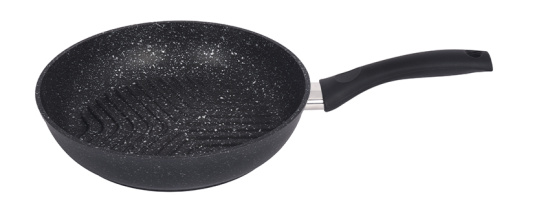 Сковорода-гриль 260/60-м с ручкой антипригарное покрытие (темный мрамор) сгрмт260а