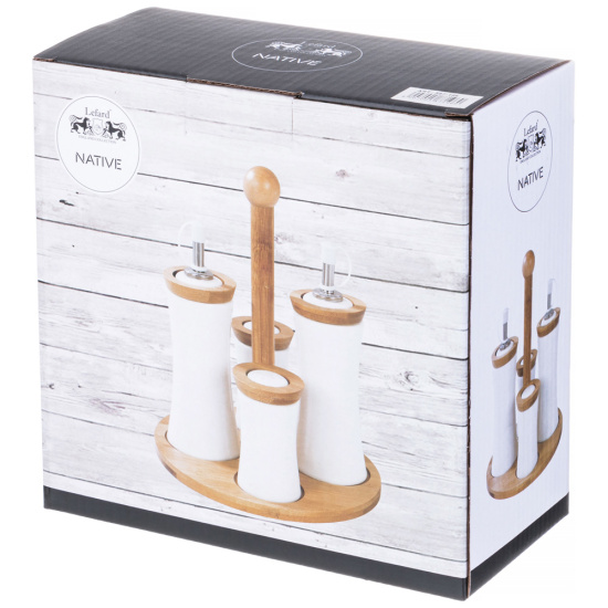 НАБОР ДЛЯ СПЕЦИЙ LEFARD "NATIVE" 4 ПР. НА ДЕРЕВ. ПОДСТАВКЕ (КОР=16НАБ.) (587-196)