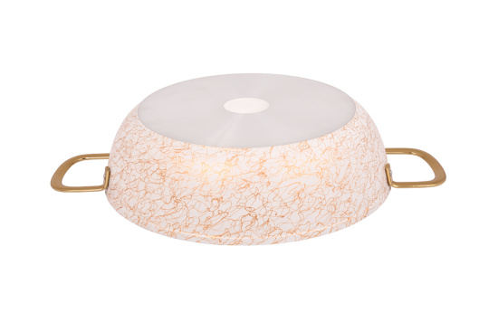 Сотейник 300/85мм с ручками , со стеклянной крышкой, АП линия "Грация" (белый/золото) сгбз308а 