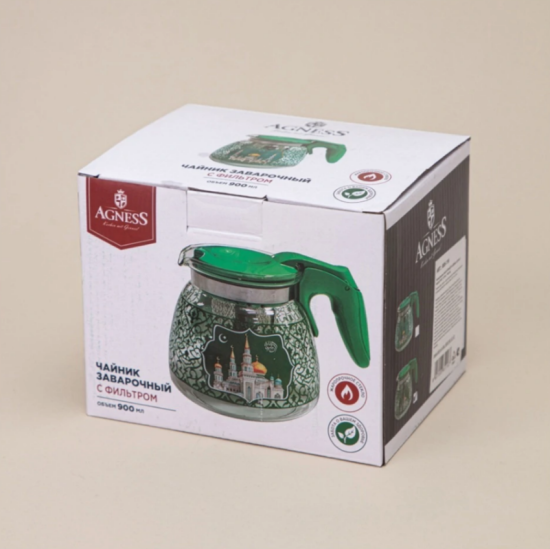 ЗАВАРОЧНЫЙ ЧАЙНИК AGNESS С ФИЛЬТРОМ "СУРА"  900 МЛ. (885-117)