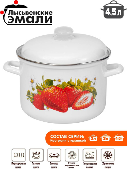 Кастрюля 4,5л 16154 АП2 "Сочная клубника"