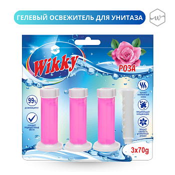 Стик гелиевый для унитаза Wikky 3шт Роза