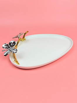 Блюдо белое с бабочками OLS-9326-1