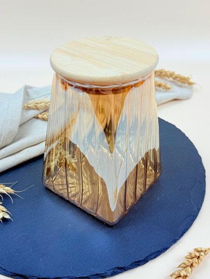 Банка для хранения с бамбуковой крышкой 950мл OLS-339-35