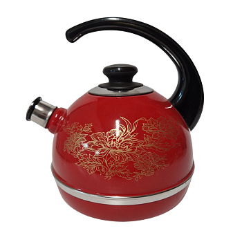 Чайник 3,5л Т04/35/01/15 (конс.ручка)-бордовый "Олимпия" (декор- нерж.сталь)