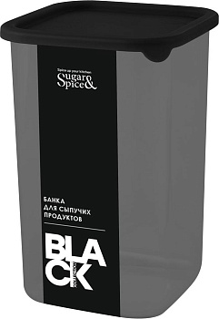Банка для сыпучих продуктов Sugar&Spice Black квадратная 1,2л, с гибкой крышкой SE168510621