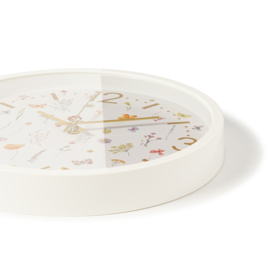 3027-052 (10) Часы настенные круг d=30см, корпус белый "Цветочный паттерн", Рубин