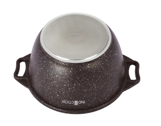 Кастрюля 3л со стекл. крышкой АП (кофейный мрамор) линия "Marble Induction" кмки33а