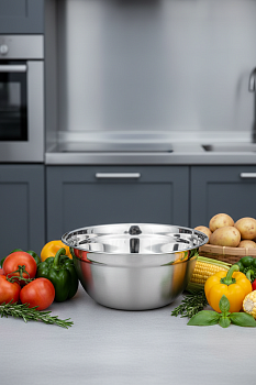 МИСКА AGNESS ГЛУБОКАЯ, НЕРЖ СТАЛЬ, ПРОТИВОСКОЛЬЗЯЩЕЕ ДНО, 24 СМ 2,15 Л 880-138