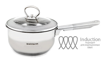 Ковш с крышкой нержавеющая  сталь 3-х сл. капс. дно 0,8 л. (12 см) НМ 5312-1