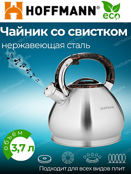 Чайник для плиты 3,7л нержавеющая сталь НМ 5587 со свистком