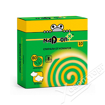 Спирали от комаров малодымные без запаха зеленые 10шт NADZOR 
