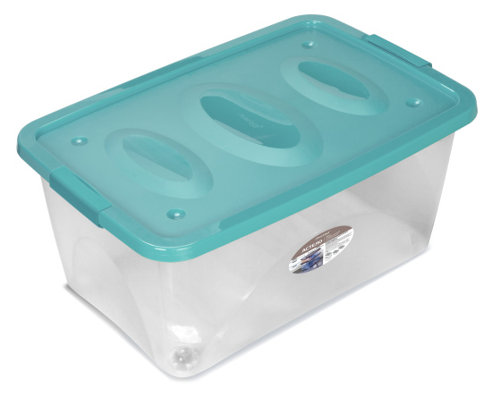 Ящик универсальный "Астело" 600х400х280мм на колесиках бирюзовый С665БИР