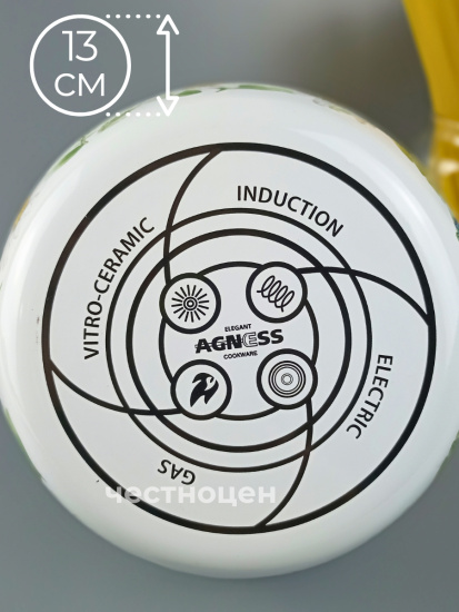 ЧАЙНИК AGNESS ЭМАЛИРОВАННЫЙ СО СВИСТКОМ, 2,2Л, ИНДУКЦИОННОЕ ДНО 934-569