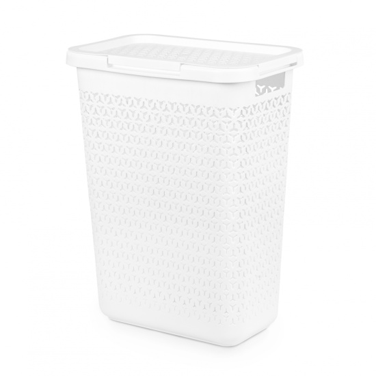 Корзина д/белья "Элемент" 30л узкая (белый) М9083
