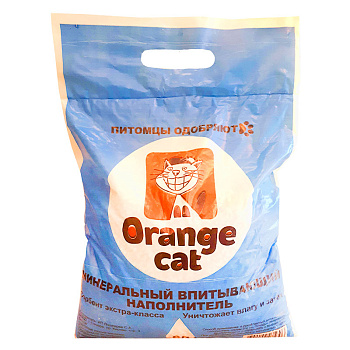 Наполнитель для кошек 6л минеральный впитывающий Orange Cat Наполнитель для кошек 6л минеральный впитывающий Orange Cat