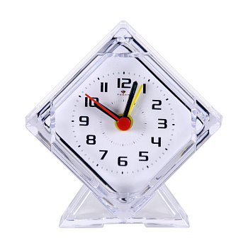 В2-001 Будильник кварц, корпус прозрачный "Классика" "Рубин"			