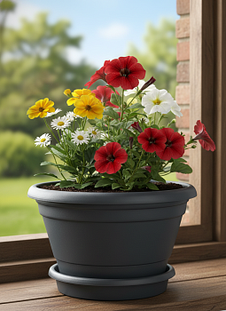 Горшок для цветов с поддоном InGreen ATHENA 0,5л, вулканический серый IG147011026