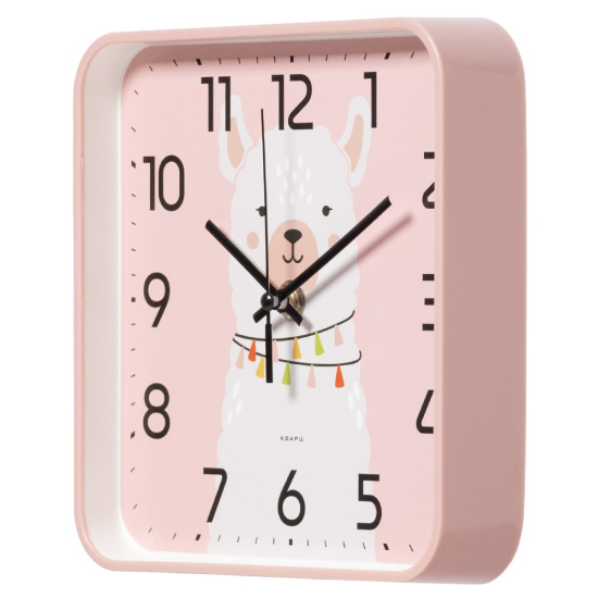 1918-013 (10) Часы настенные квадрат 19х19см, корпус розовый, "Альпака"