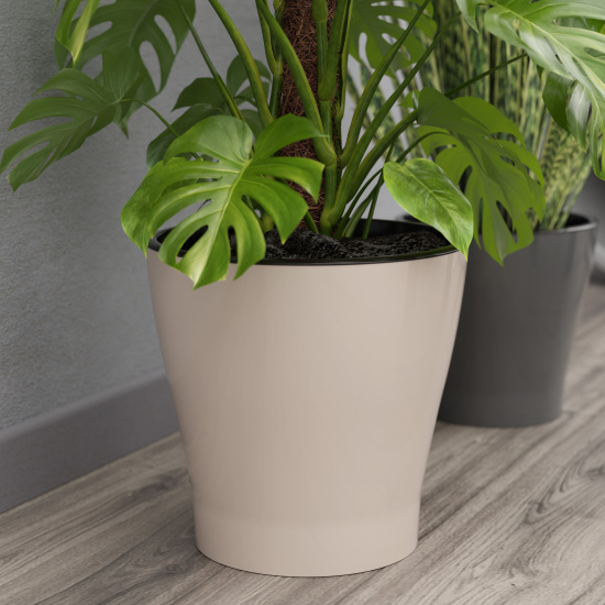 Горшок цветочный "Лея" 17л двойной (с автополивом) (бежевый) М8865