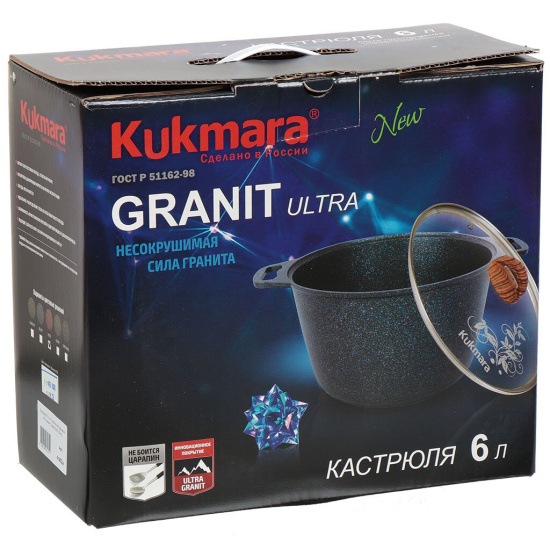 Кастрюля 6,0л со ст/кр АП линия "Granit ultra" (red) кга62а