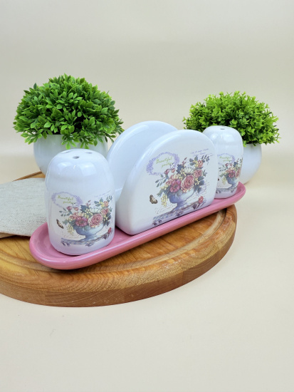 Набор для специй с салфетницей Lavenir "Beautiful garden" 4,3/9,5*7/21*6 см HC415-K48 доломит 101194