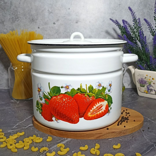 Кастрюля 9,0л цил. белосн. Клубника садовая 1с200с Кастрюля 9,0л цил. белосн. Клубника садовая 1с200с