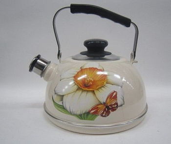 Чайник для плиты 2,5л ТМ04/25/04/07 подвиж.ручка слон.кость/Нарцисс 