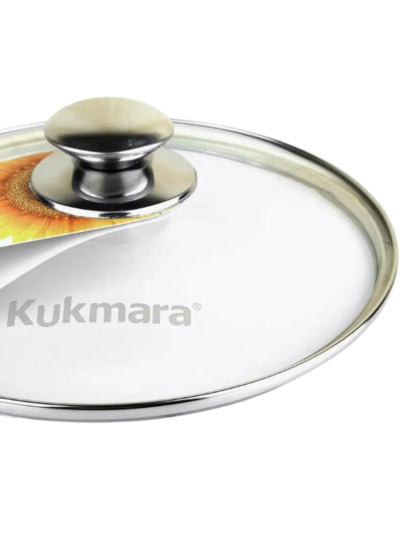 Крышка стеклянная 160мм с ободом и ручкой из нерж.стали, деколь серая  с16т112