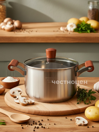 Кастрюля-пароварка 24см нерж. с деревянными ручками OLS-410-9