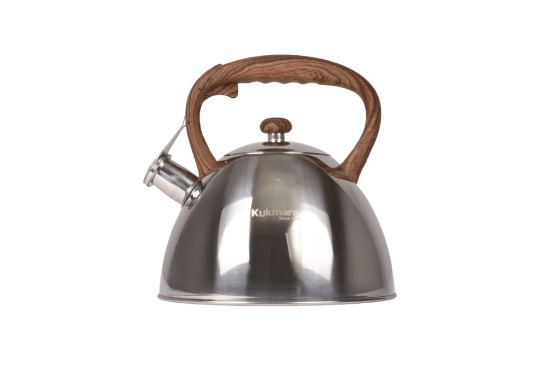 Чайник 3,0л со свистком из нержавеющей стали с ручкой под дерево kuk-07/3103422