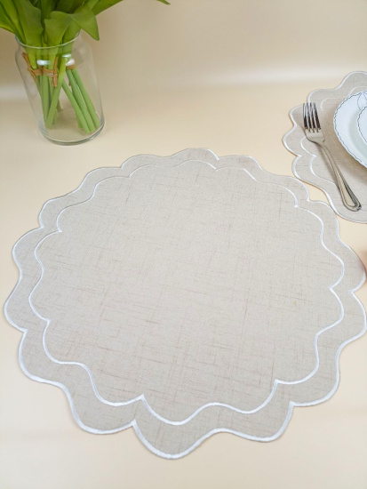 Набор плейсмат бежевые 6 штук  40 см OLS-918-2