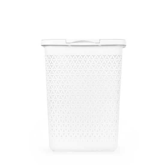 Корзина д/белья "Элемент" 30л узкая (белый) М9083