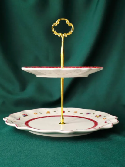 Двухъярусная этажерка 25 см(д18,26 см) НОВЫЙ ГОД в под.уп. 105-613