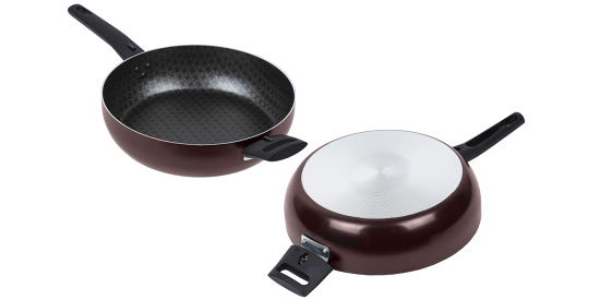 60692634 Сотейник 260мм, 2 ручки, стекл.крышка "Кружево"