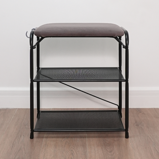 Подставка для обуви "Гранада 13_НБК" с сиденьем нубук (черный) 