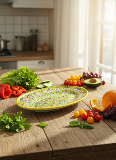 Ляган овальный Риштанская Керамика 30см желтый 